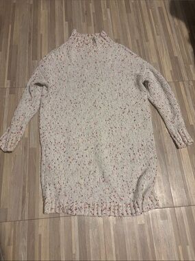 Cozy Speckled Cream Mock Neck Women's Sweater dress